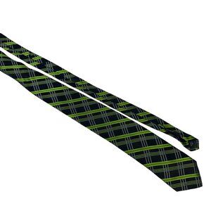 Croft & Barrow Mens Green & Black Plaid 100% Silk Tie
